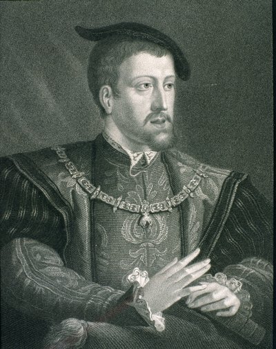 تشارلز الخامس (1500-58) الإمبراطور الروماني المقدس وملك إسبانيا ، من "معرض الصور" ، تم نشره عام 1833 بواسطة مدرسة اللغة الإنجليزية
