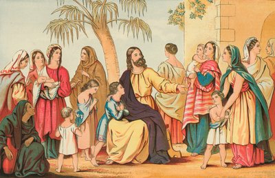 المسيح يبارك الأطفال الصغار بواسطة مدرسة اللغة الإنجليزية