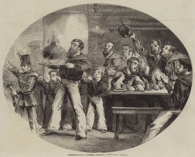 Christmas on a Foreign Station (engraving) بواسطة مدرسة اللغة الإنجليزية