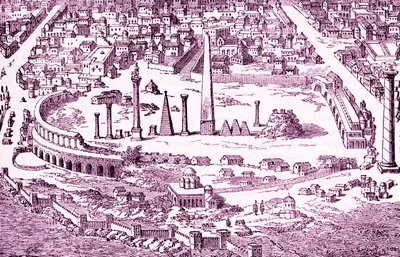 السيرك وميدان سباق الخيل في القسطنطينية المسيحية، رسم توضيحي لـ quot;الإمبراطورية الشرقيةquot;، لـ quot;تاريخ إنجلترا في كاسيل، المجلد. أنا#39; بواسطة مدرسة اللغة الإنجليزية