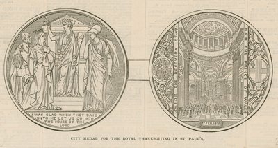 ميدالية مدينة لعيد الشكر الملكي في كاتدرائية سانت بولس ، لندن ، في 27 فبراير 1872 بواسطة مدرسة اللغة الإنجليزية