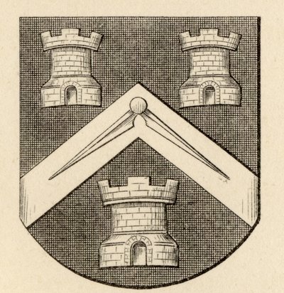شعار النبالة لشركة Masons &39;، من "تاريخ الماسونية ، المجلد الثاني" ، نشره توماس سي.جاك ، لندن ، 1883 بواسطة مدرسة اللغة الإنجليزية
