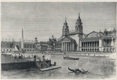 معرض العالم الكولومبي أو المعرض الكولومبي العالمي ، معرض شيكاغو 1893: قاعة الآلات - نقش 1893 من "الرسم" - المعرض العالمي 1893 بواسطة مدرسة اللغة الإنجليزية