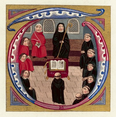 Confirmation of the Deed Of Alms (coloured engraving) بواسطة مدرسة اللغة الإنجليزية