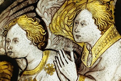 قسم محفوظ من النافذة الشرقية الكبرى في York Minster: "Creation Worships the Lamb" بواسطة مدرسة اللغة الإنجليزية