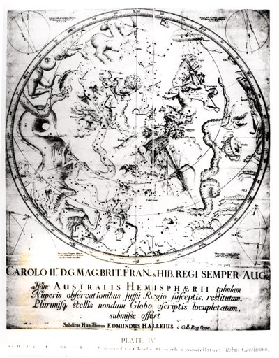 أبراج نصف الكرة الجنوبي ، من "ملخص المذنبات" للسيد إدموند هالي (1656-1742) 1705 بواسطة مدرسة اللغة الإنجليزية