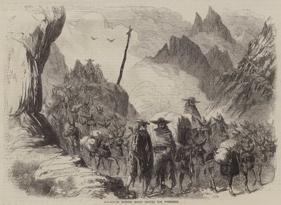 Conveying Spanish Wines across the Pyrenees (engraving) بواسطة مدرسة اللغة الإنجليزية