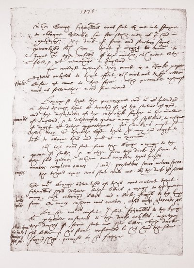 نسخة من مذكرة هولوغرافية لجون هوكينز بخصوص تعاملاته مع إسبانيا ، 1576 بواسطة مدرسة اللغة الإنجليزية