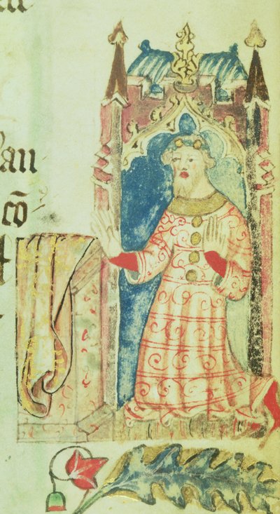 Cott Nero D VII f.7 صورة لجون جاونت ، دوق لانكستر ، من كتاب المحسنين لدير سانت ألبان ، ج 1380 (ورق) بواسطة مدرسة اللغة الإنجليزية