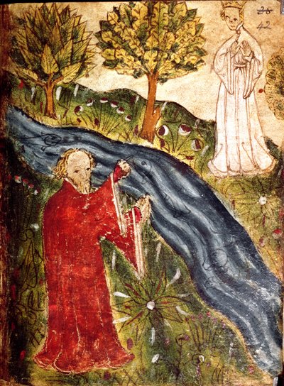 قطن نيرو السيدة AX ، ص. 42 The Dreamer with the Pearl Maiden ، حوالي 1375-1400 (رق) بواسطة مدرسة اللغة الإنجليزية