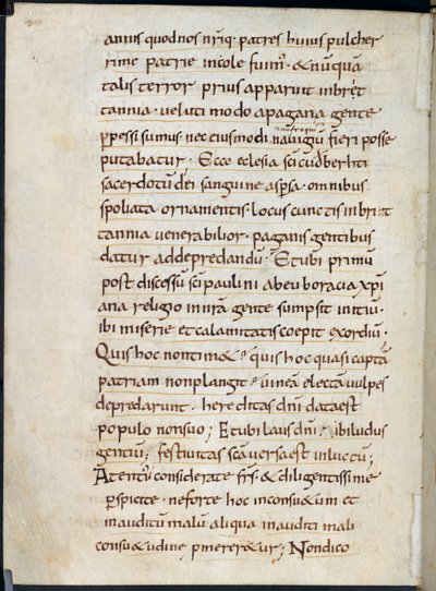 Cotton Vespasian A. XIV، f.126v Letter of Alcuin يقدم التعازي على هجوم الفايكنج على Lindisfarne في 793 (حبر على ورق) بواسطة مدرسة اللغة الإنجليزية