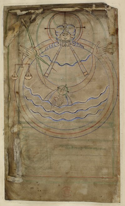 Cotton ms tiberius c vi f007v تمثيل تخطيطي للخلق ، رسم توضيحي من 