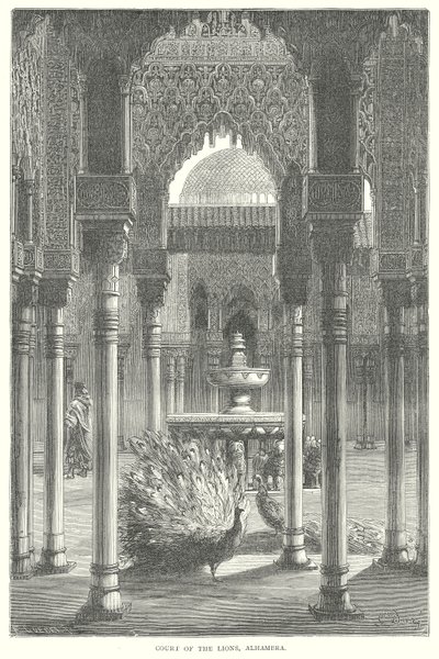 بلاط الأسود، قصر الحمراء (نقش) بواسطة مدرسة اللغة الإنجليزية