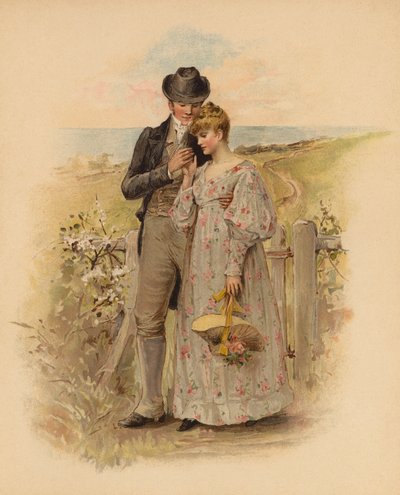 زوجان متحابان يسيران في الريف (كروموليثو) بواسطة مدرسة اللغة الإنجليزية