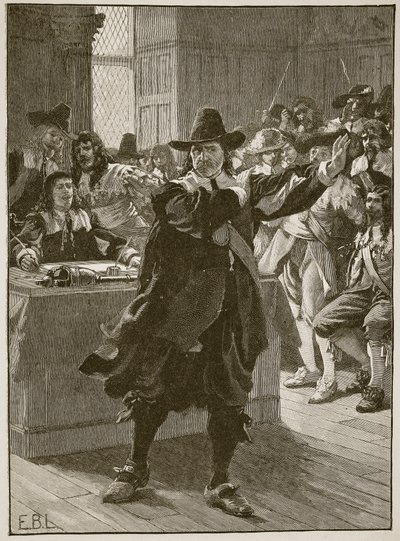 كرومويل يخاطب البرلمان الطويل للمرة الأخيرة ، رسم توضيحي من Cassells Illustrated History of England (sepia photo) بواسطة مدرسة اللغة الإنجليزية