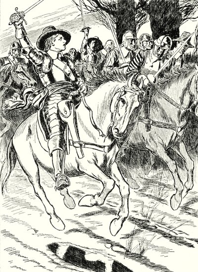 كرومويل يقود جنوده الحديديين إلى المعركة (ليثو) بواسطة مدرسة اللغة الإنجليزية