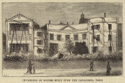 Crumbling of Houses built over the Catacombs, Paris (engraving) بواسطة مدرسة اللغة الإنجليزية