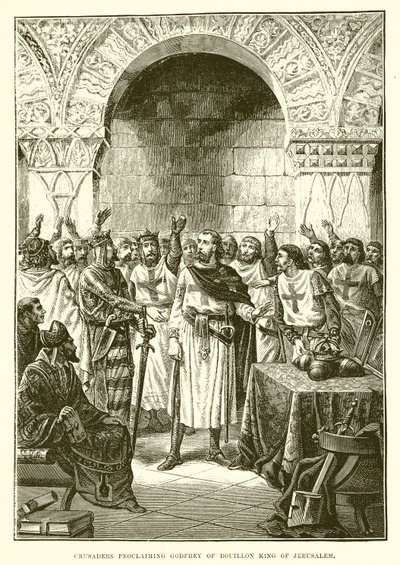 الصليبيون يعلنون Godfrey من Bouillon ملك القدس بواسطة مدرسة اللغة الإنجليزية