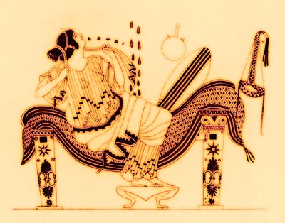 Danae والدش الذهبي ، رسم توضيحي من "لوحات زهرية يونانية" بواسطة JE Harrison و DS MacColl ، نُشر عام 1894 بواسطة مدرسة اللغة الإنجليزية