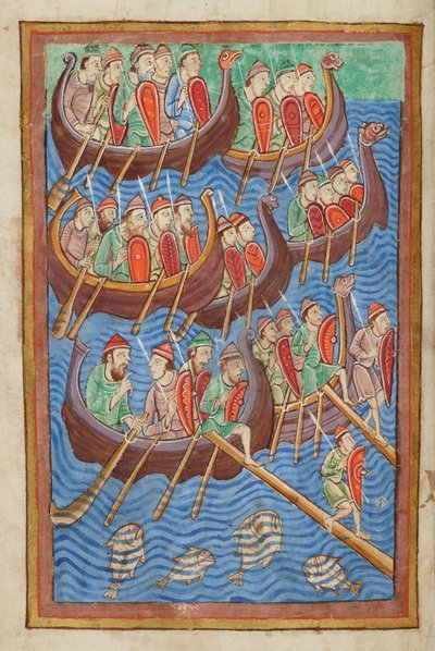 الدنماركيون تحت حكم Hinguar و Hubba في بريطانيا ، من Miscellany في حياة القديس إدموند ، Bury St Edmunds ، حوالي 1130 (ورق) بواسطة مدرسة اللغة الإنجليزية