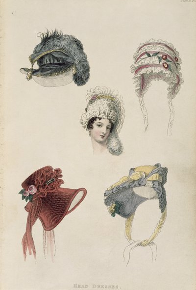 أغطية اليوم ، لوحة الموضة من Ackermanns Repository of Arts بواسطة مدرسة اللغة الإنجليزية