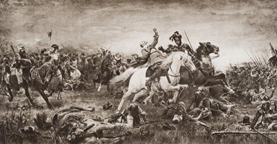وفاة غوستافوس أدولفوس ، توضيح من "مخطط التاريخ" بواسطة HG Wells ، المجلد الثاني ، نشر في 1920 بواسطة مدرسة اللغة الإنجليزية