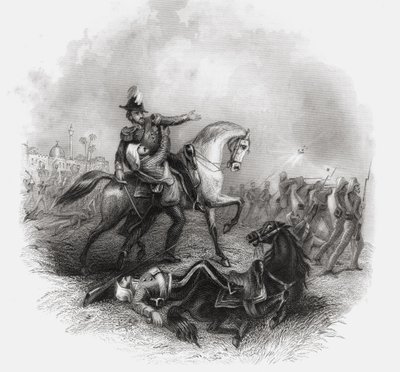 وفاة السير هنري مونتغمري لورانس ، من `` تاريخ التمرد الهندي &39;&39; المنشور عام 1868 بواسطة مدرسة اللغة الإنجليزية