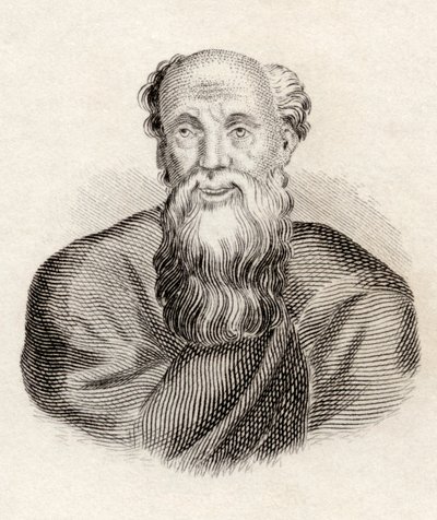 ديموقريطس ، من "قاموس كرابيس التاريخي" ، نُشر عام 1825 بواسطة مدرسة اللغة الإنجليزية