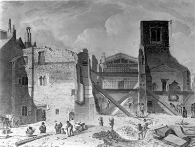 هدم قصر سافوي ، وستمنستر ، لندن ، 1820 بواسطة مدرسة اللغة الإنجليزية