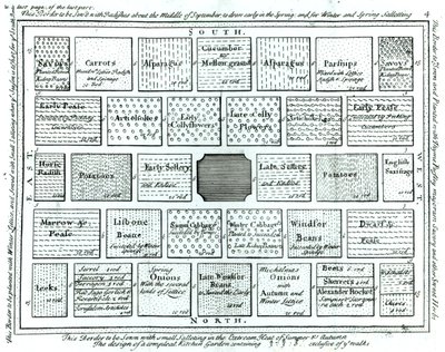 تصميم لحديقة مطبخ مكتملة ، من المبادئ الجديدة للبستنة ، بقلم بيتي لانجلي ، 1726 بواسطة مدرسة اللغة الإنجليزية