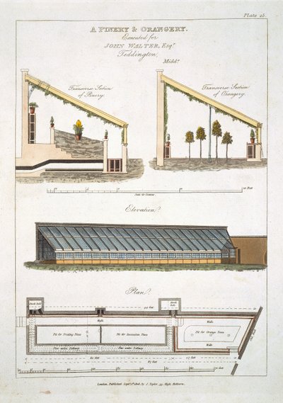تصميم لمصنع الجعة و البرتقال في Teddington ، 1806 بواسطة مدرسة اللغة الإنجليزية