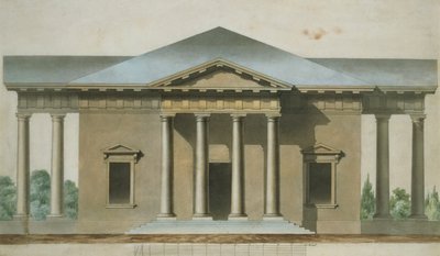 تصميم جناح توسكان دوريك جاردن ، c.1830 (مرحاض وقلم وحبر على ورق) بواسطة مدرسة اللغة الإنجليزية