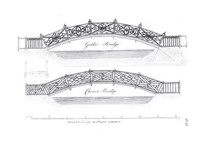 تم تصميم تصاميم جسور الحدائق عام 1773 بواسطة مدرسة اللغة الإنجليزية