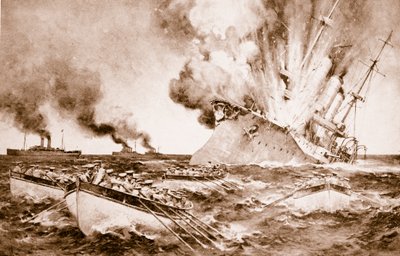 تدمير دريسدن قبالة فرنانديز في 14 مارس 1915 ، 1914-1919 بواسطة مدرسة اللغة الإنجليزية