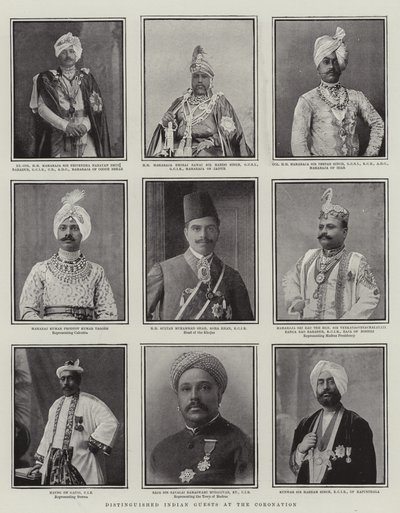 ضيوف هنود مميزون في التتويج ، رسم توضيحي من The Graphic ، 28 يونيو 1902 بواسطة مدرسة اللغة الإنجليزية