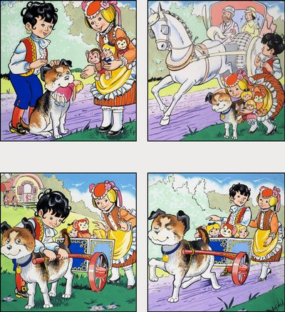 الكلب وعربة بواسطة مدرسة اللغة الإنجليزية