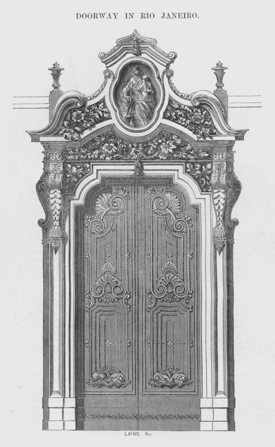 Doorway in Rio Janeiro (engraving) بواسطة مدرسة اللغة الإنجليزية