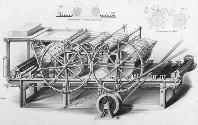 آلة طباعة اسطوانة مزدوجة من Cyclopaedia للفنون والصناعات المفيدة ، حرره تشارلز توملينسون ، c.1880s بواسطة مدرسة اللغة الإنجليزية
