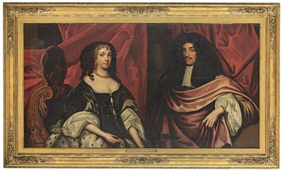 صورة مزدوجة للملك تشارلز الثاني وكاثرين من براغانزا ، حوالي عام 1665 بواسطة مدرسة اللغة الإنجليزية