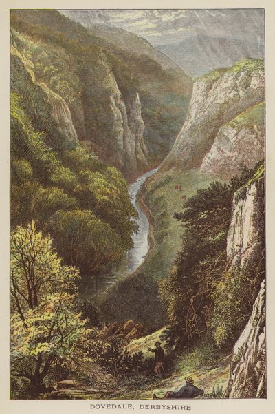 Dovedale, Derbyshire (coloured engraving) بواسطة مدرسة اللغة الإنجليزية
