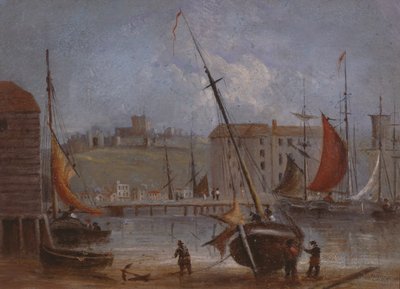 قلعة وميناء دوفر ، c.1830 بواسطة مدرسة اللغة الإنجليزية