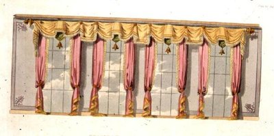 ستائر نافذة غرفة الرسم ، اللوحة 92 من مستودع الفنون في أكرمان ، نُشرت عام 1816 (لون ليثو) بواسطة مدرسة اللغة الإنجليزية