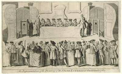 رسم يانصيب الدولة في غيلدهول عام 1763 بواسطة مدرسة اللغة الإنجليزية