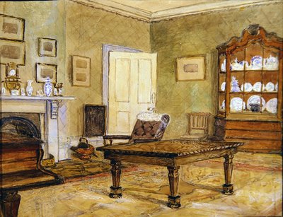 غرفة الرسم الداخلية مع المجموعة الصينية ، c1890 (ألوان مائية على الورق) بواسطة مدرسة اللغة الإنجليزية