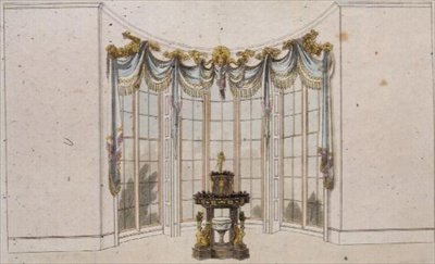 ستارة نافذة غرفة الرسم و jardiniere ، اللوحة 101 من مستودع الفنون في أكرمان ، نُشرت من 1809 إلى 28 (ليثو ملون) بواسطة مدرسة اللغة الإنجليزية
