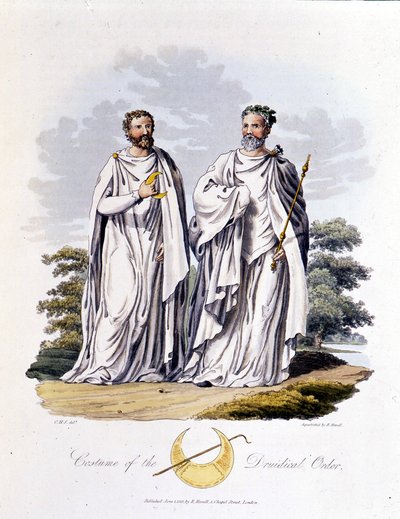 Druids - في "" الكلت والقوط ، عادات سكان الجزر البريطانية في أوائل القرن السادس والأمم القوطية على الساحل الغربي لبحر البلطيق "، بقلم SR Meyrick و Ch. حداد بواسطة مدرسة اللغة الإنجليزية