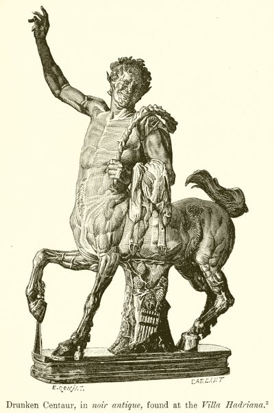 سكران Centaur ، في Noir Antique ، تم العثور عليه في فيلا هادريانا بواسطة مدرسة اللغة الإنجليزية