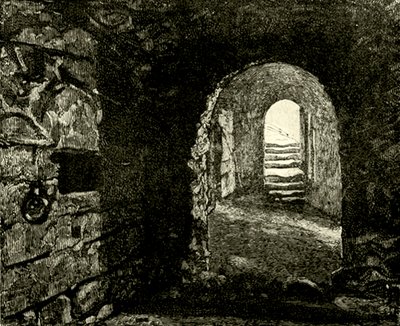 الأبراج المحصنة في القلعة أسفل غرفة كوين ماريز. رسم توضيحي من Cassells Old و New Edinburgh بواسطة James Grant ، c.1900 بواسطة مدرسة اللغة الإنجليزية