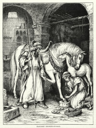 Eastern shoeing-forge (engraving) بواسطة مدرسة اللغة الإنجليزية