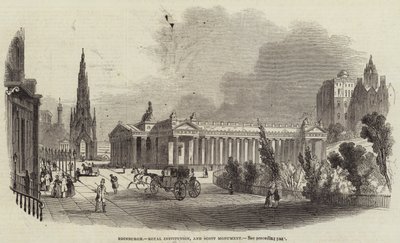 Edinburgh, Royal Institution, and Scott Monument (engraving) بواسطة مدرسة اللغة الإنجليزية